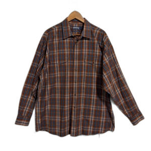 Panhandle Slim Pearl Snap Shirt Men’s XL Brown Blue Plaid Western Long Sleeve
